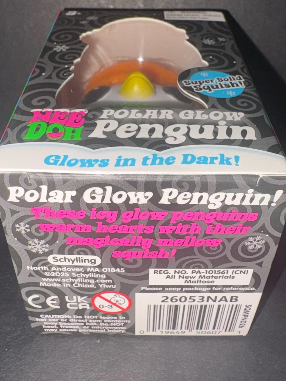 NeeDoh Polar Glow Penguin pink - orange Hat & green Scarf